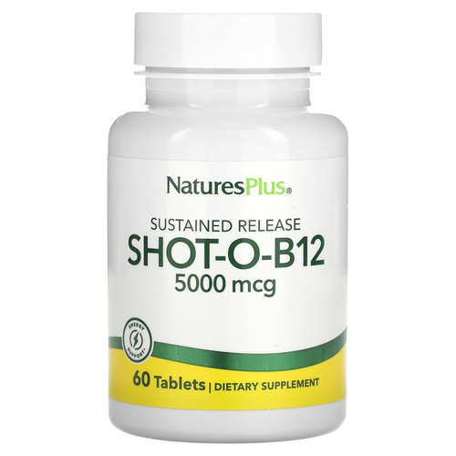 NaturesPlus, Shot-O-B12, 5000 мкг, 60 таблеток