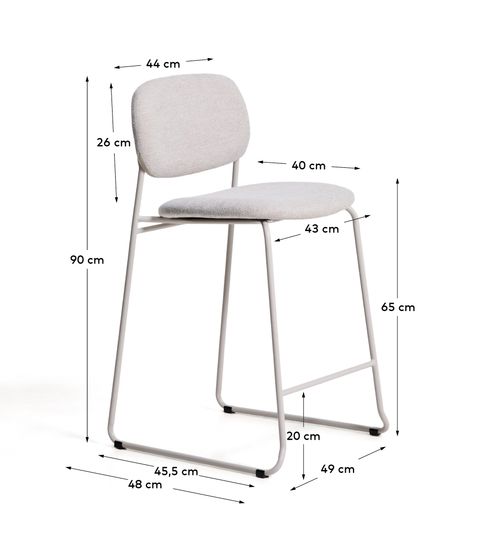 Полубарный стул Meli из бежевой синели с металлическими ножками, 65 см