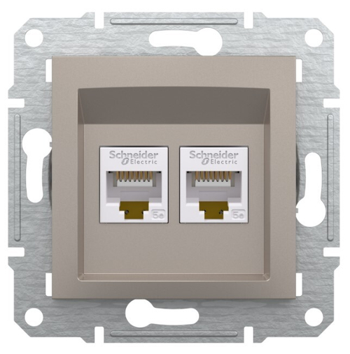 РОЗЕТКА КОМП С/У 2-ГНЕЗДА RJ45 CAT5E МЕХ БРОНЗА ASFORA /SCHNEIDER/