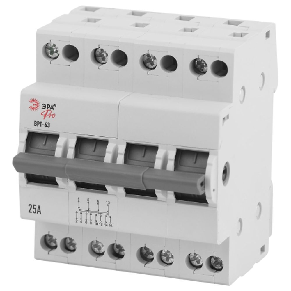 Выключатель-разъединитель трехпозиционный ВРТ-63 ЭРА PRO VRT63-4-25 4Р 25А | Выключатели нагрузки