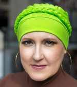 Шапочка КЛЭР с косичкой, тюрбан из хлопка, яблочный цвет, Elza Meyger