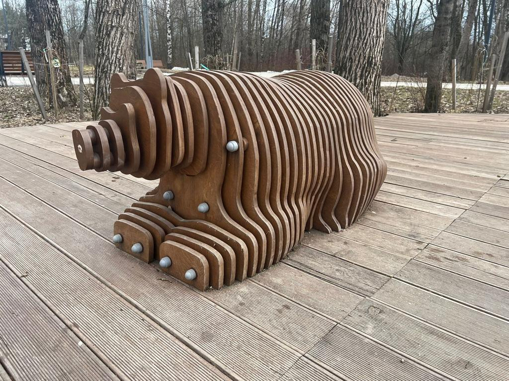 Параметрическая скамейка медведь 2600х1700х900мм SK00314