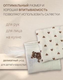 Салфетки из муслина 30*30 (набор 2шт)