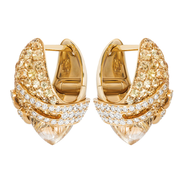 Серьги с Кварцем, желтыми Сапфирами и Бриллиантами, E0053-0/13