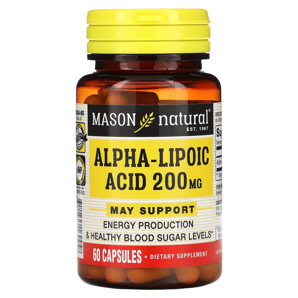 Mason Natural, альфа-липоевая кислота, 200 мг, 60 капсул