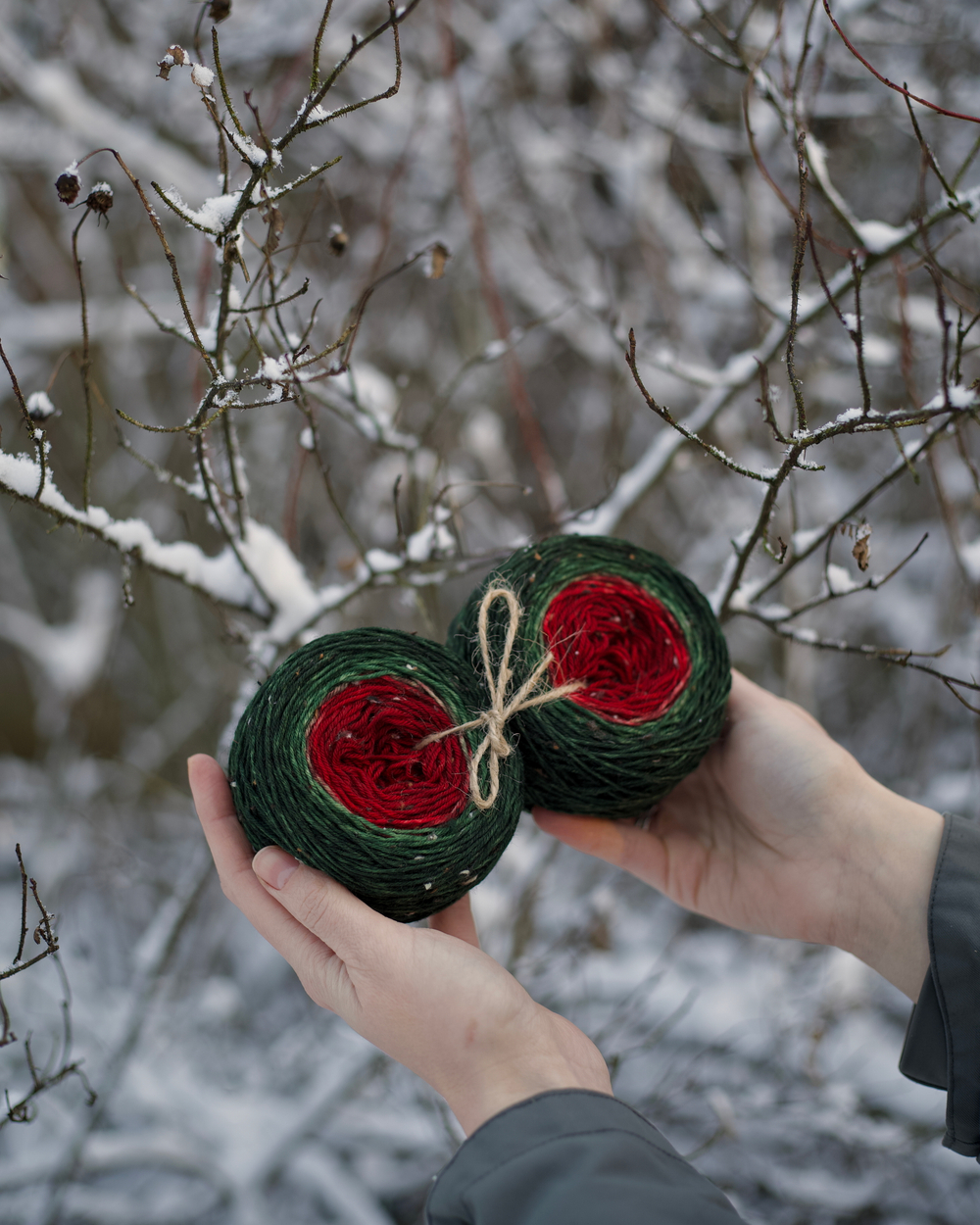 Градиент носочный твид с нейлоном "Рождественский"