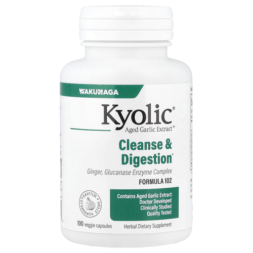 Kyolic, Aged Garlic Extract™, экстракт выдержанного чеснока, для очищения организма и улучшения пищеварения, формула 102, 100 растительных капсул
