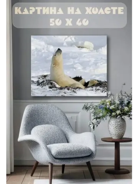 Картина на стену 40 X 50 Белый медведь