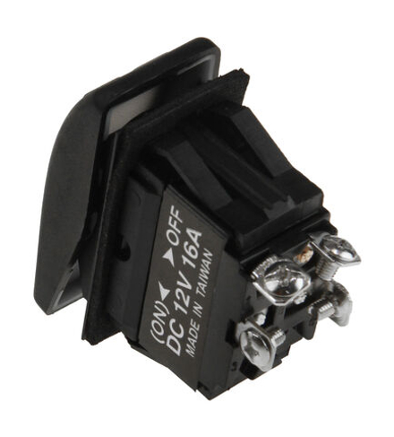 Переключатель двухпозиционный (ON)-OFF 12В/16А 4Р с подсветкой без фиксации 1 положения