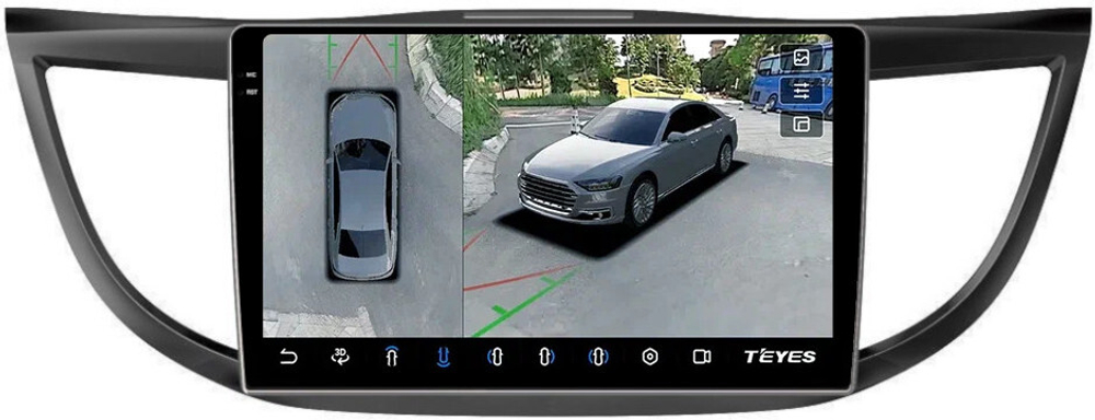 Магнитола для Honda CR-V 4 2012-2016 (большая рамка 10) - Teyes CC3-2K-360 на Android 10, 2K QLED, 6Гб+128Гб, CarPlay, 4G SIM-слот, 4 камеры в комплекте