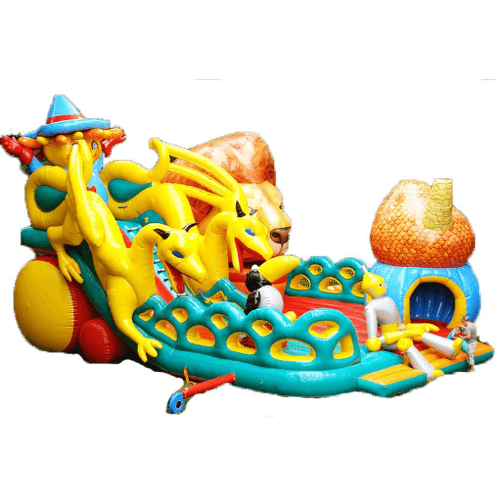 Большой надувной батут-горка "Гости города"