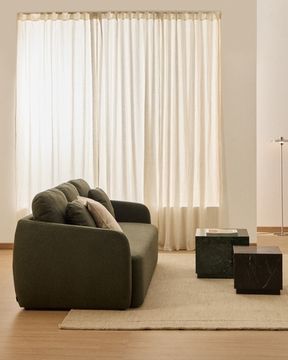 Трехместный диван-кровать Laira из темно-зеленого шенилла 218 см