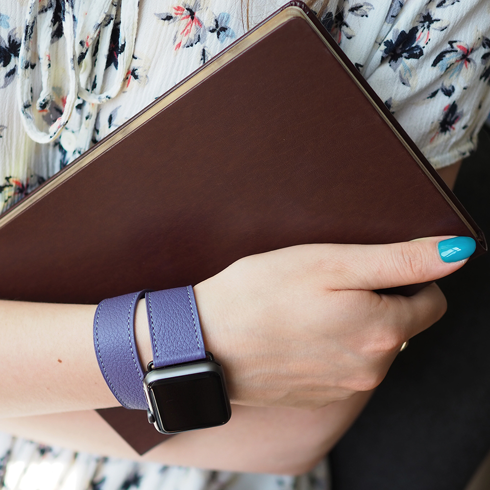 Ремешок для Apple Watch 44/45/49мм ST Double Strap из кожи теленка, цвета сирени
