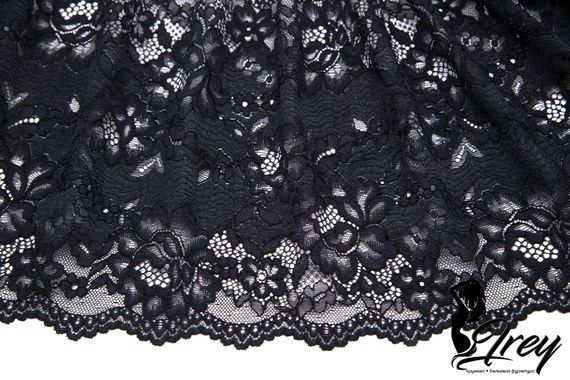 03-208 Кружево эластичное 22 см, черный 170