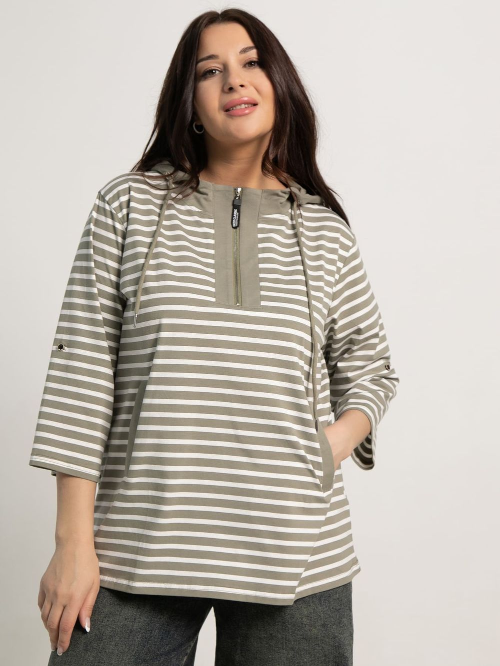 Блуза Сафари (бело-зеленая) Б15423-18М LT Collection