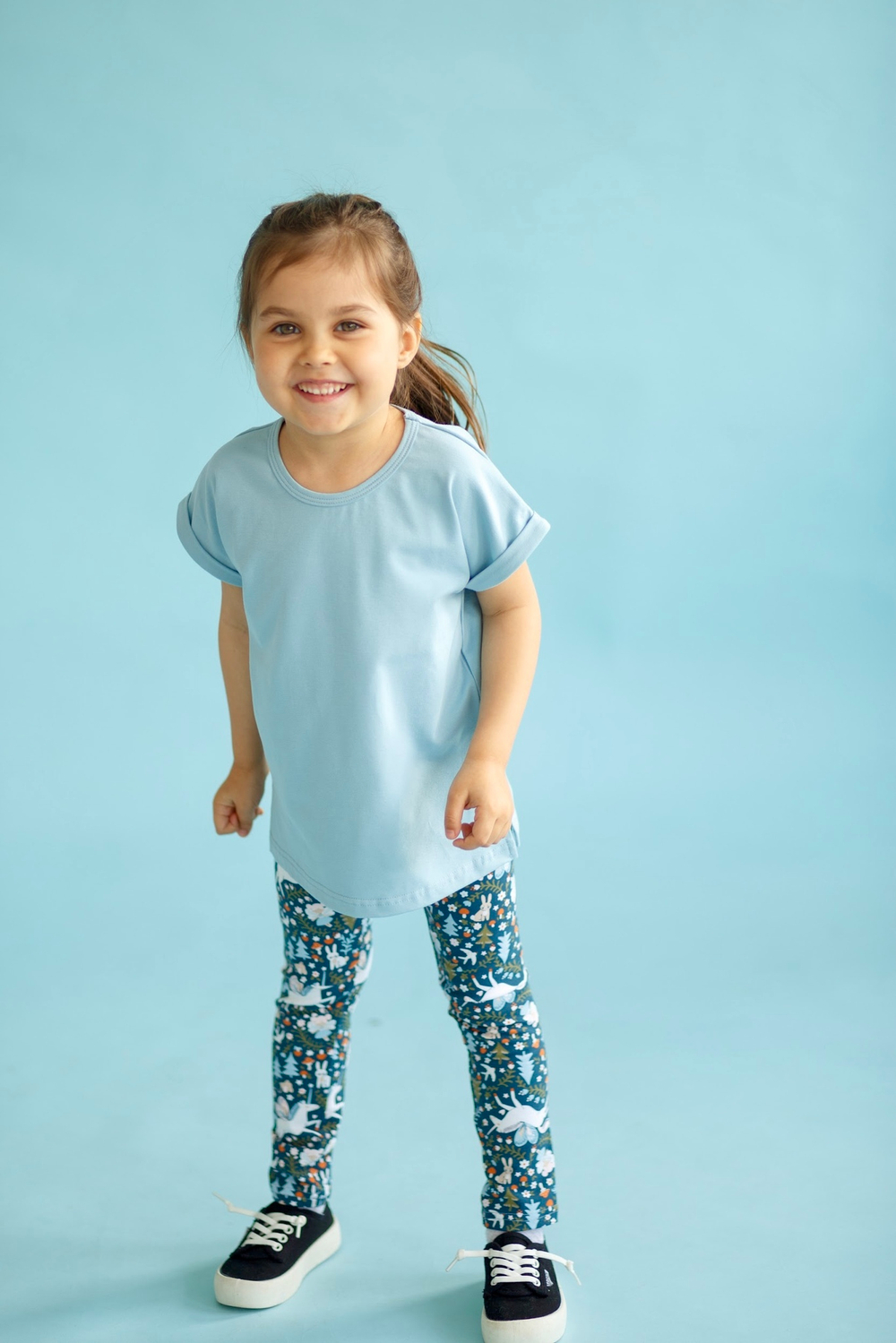 Костюм футболка с леггинсами, цвет «Голубой с единорогами»