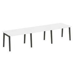 Onix Wood Стол переговорный (3 столешницы) OW.PRG-3.2 Белый Бриллиант/Дуб Темный/Металл Антрацит 354