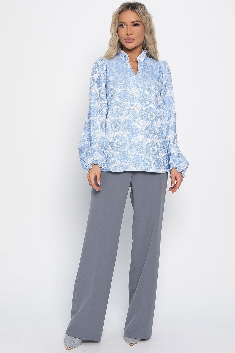 Блуза Доменика (бело-голубая) Б15015-18М LT Collection