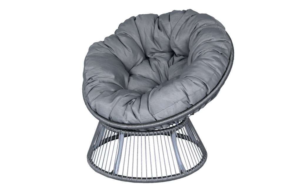 Кресло для отдыха Папасан Элис арт.CN2311-MT  1уп, шнур мебельный (серый, подушка серая Tesla smoke) (М)
