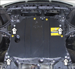 Защита картера Двигателя, КПП. 2 мм, Сталь. для Toyota IQ 2009-2016 MOTODOR.02548