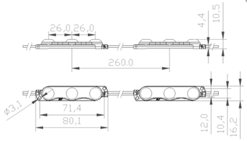 Модуль светодиодный ELF VIVO+ III, 2835 c линзой, 12V, 3SMD, 1.5 Вт, 170гр., IP67, белый W