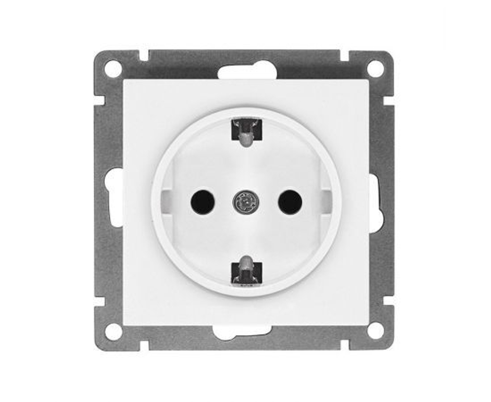 Розетка одноместная "UNIVersal" серия "Афина" с заземлением, скрытой установки, 16А, 220В, цвет белая (еврослот)