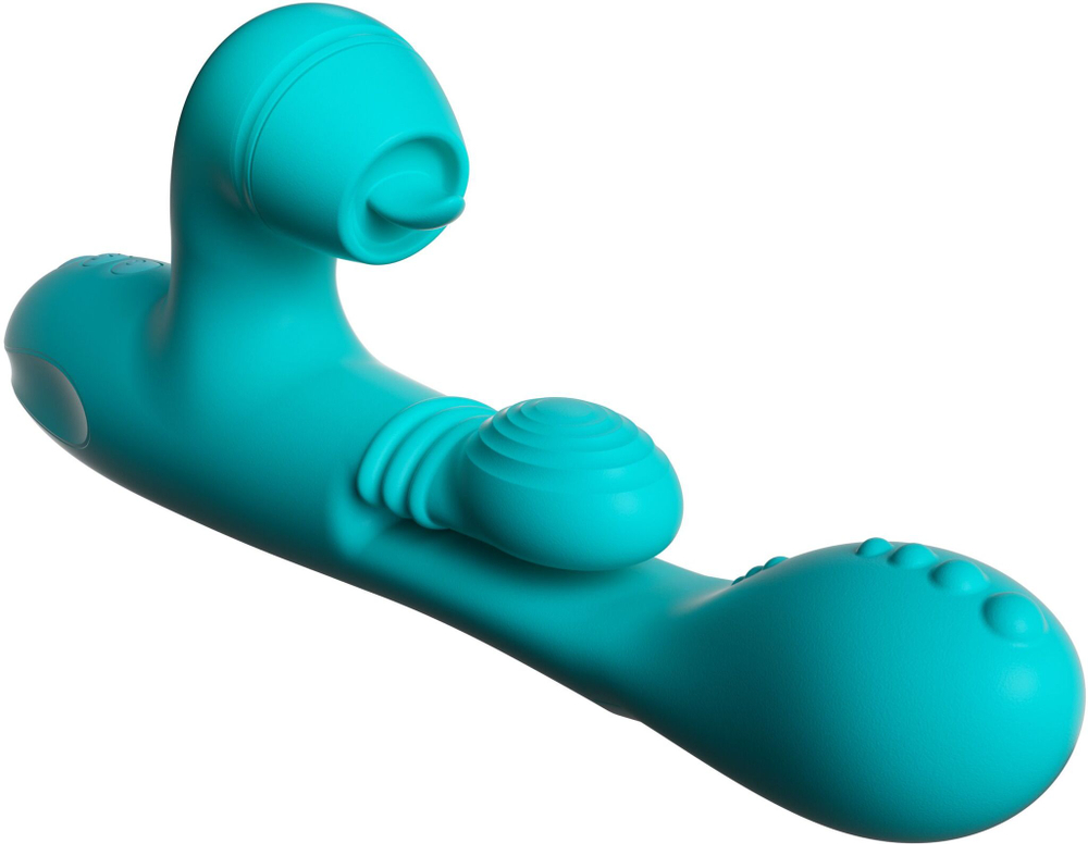 Зеленый инновационный вибратор-кролик Sensa Sway с технологией массажа на 360 градусов - 25 см. (Цвет: мятный)