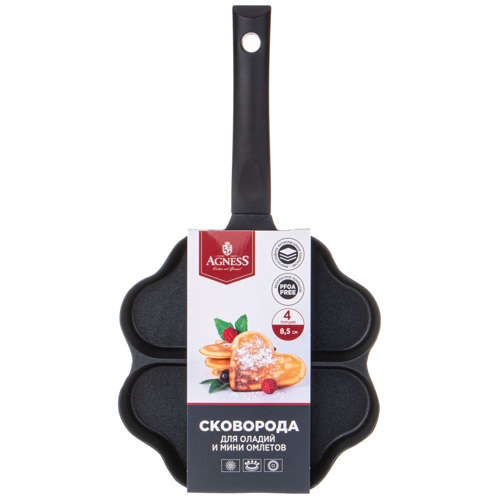 СКОВОРОДА AGNESS ДЛЯ ОЛАДИЙ С АНТИПРИГАР.ПОКРЫТИЕМ 36*19.5*2.0СМ(КОР=12ШТ)