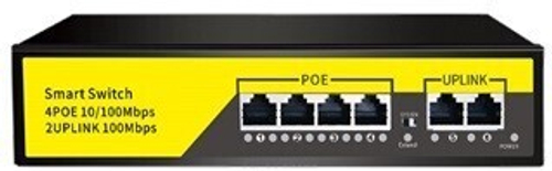 POE-402-1 коммутатор PoE 4+2 порта, металлический корпус