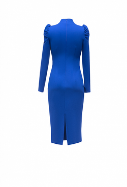 Трикотажное облегающее платье на молнии голубое 05-03-23 FW