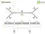 ErgoFount TBBS-600WC Настольное крепление back-to-back для 6 мониторов диагональю до 24'' конфигурации 1х3 с зажимом к столу типа "С". Цвет - серебристый