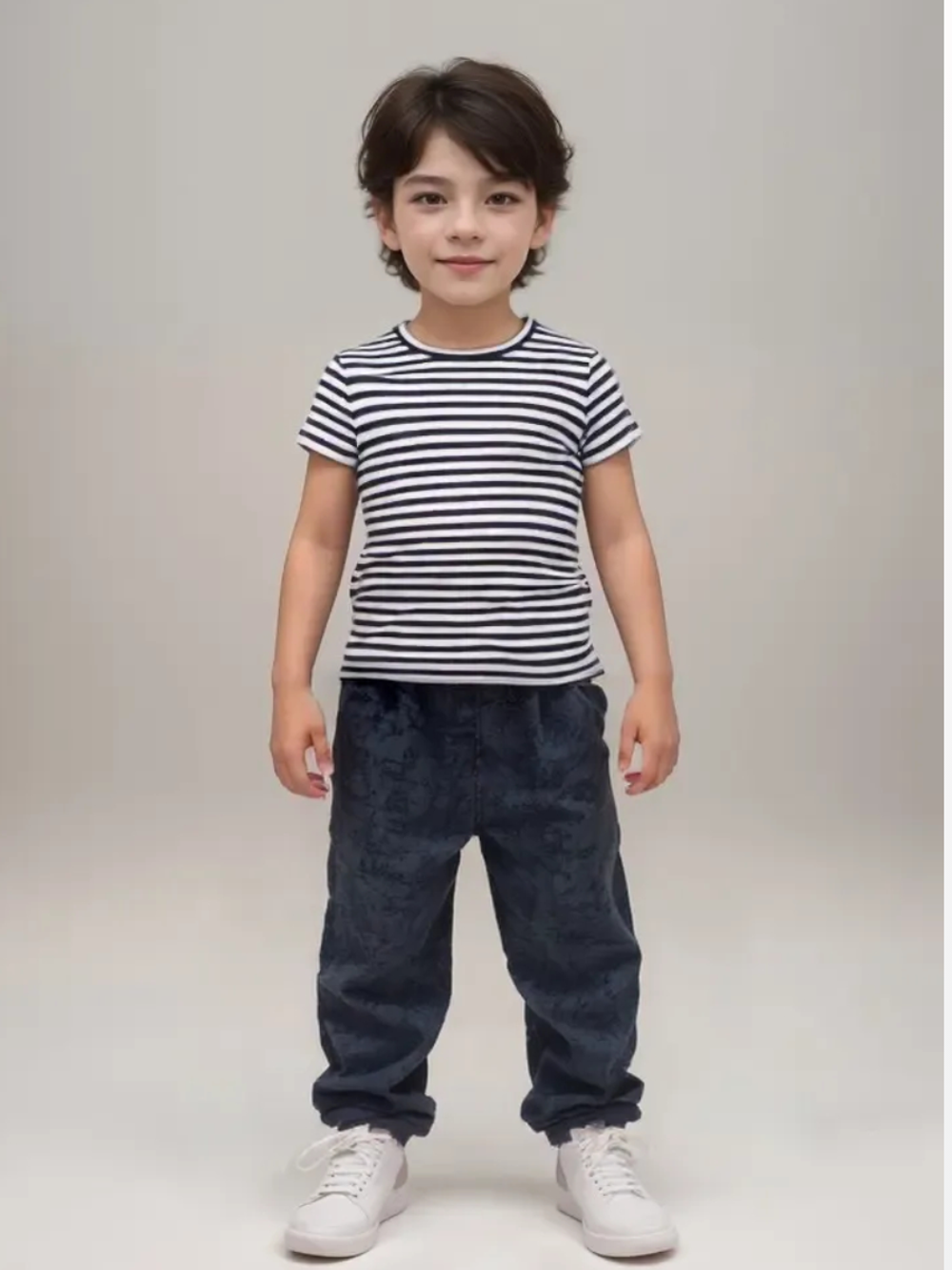 1070 Футболка детская сине/белая полоска (64-122/128)