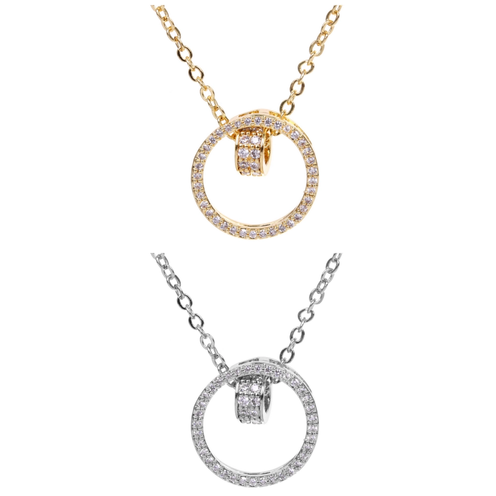 Подвеска из гиппоалергенного сплава со стразами «БЭЛЛА», цвет серебро и золото, d-20см/1,5см