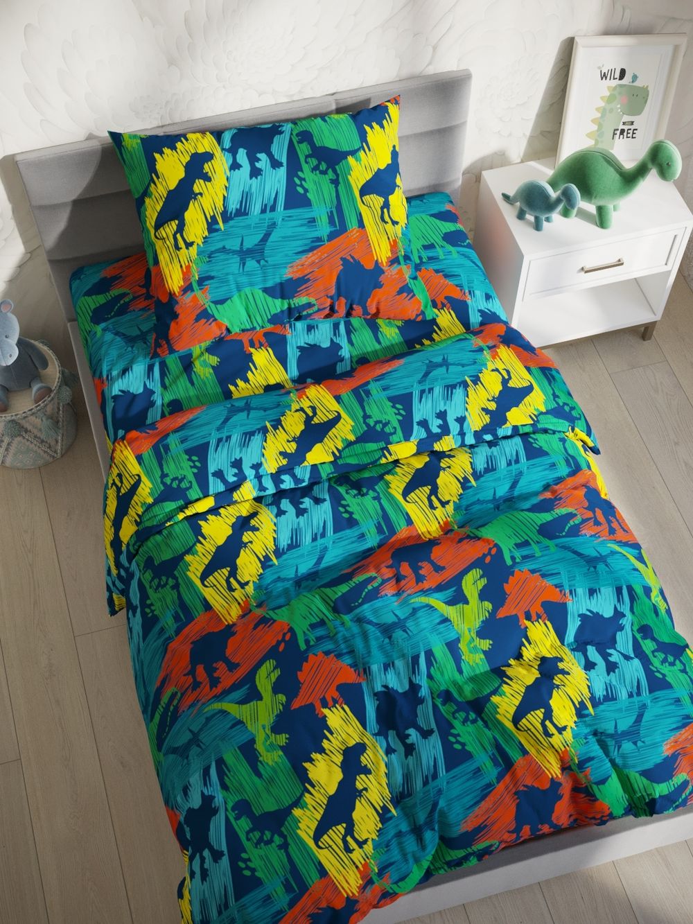 Простынь перкаль Сказка "Дино" 150x215 см