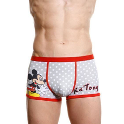 Мужские трусы боксеры Mickey Mouse серые с красной окантовкой