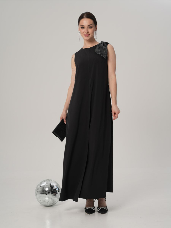 Платье вечернее | Пл-1009/3а искусственный шелк с бантом