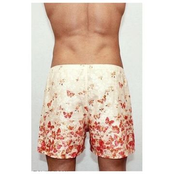 Мужские трусы-шорты бежевые с оранжевыми бабочками Romeo Rossi Shorts RR00301