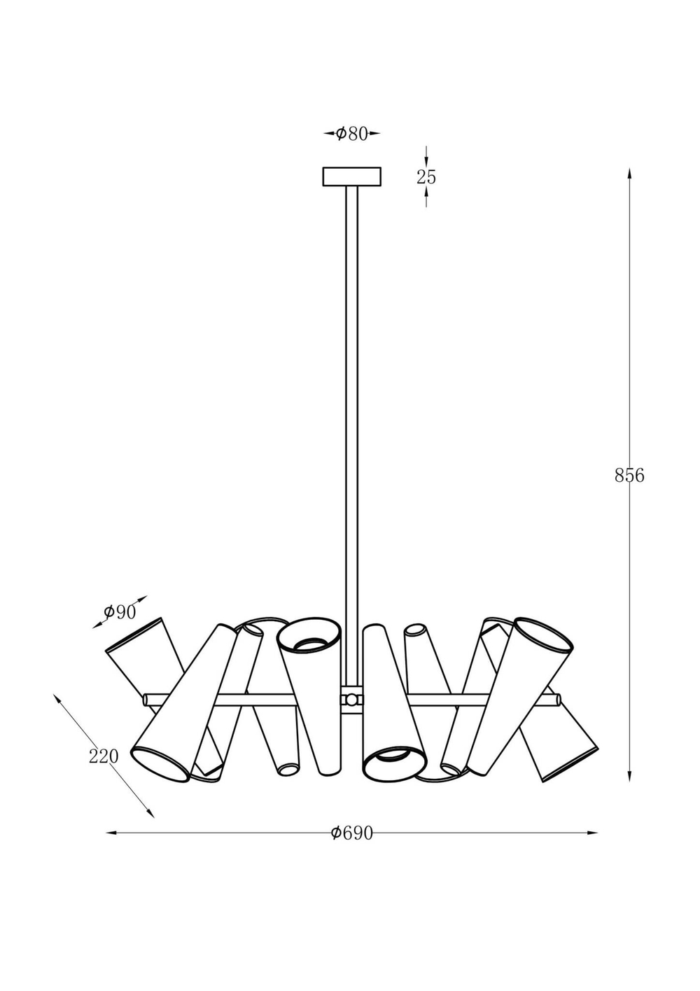 Подвесная люстра Maytoni Giro MOD095PL-10BS