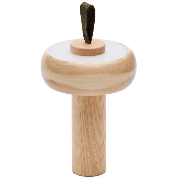 Переносная настольная лампа Luba из массива ясеня и зеленой ручкой