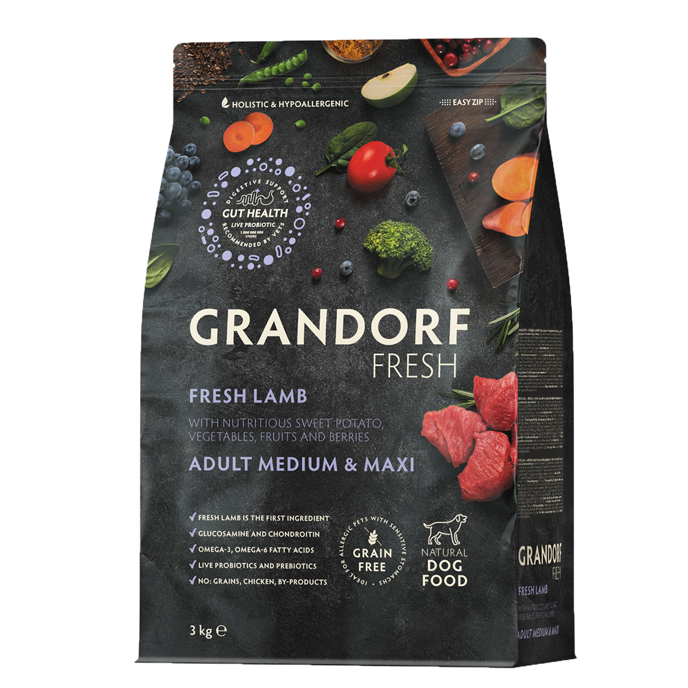 GRANDORF FRESH Lamb & Potato Medium&Maxi - ягненок & батат для средних, крупных собак от 1 года (Биоразлагаемая упаковка)