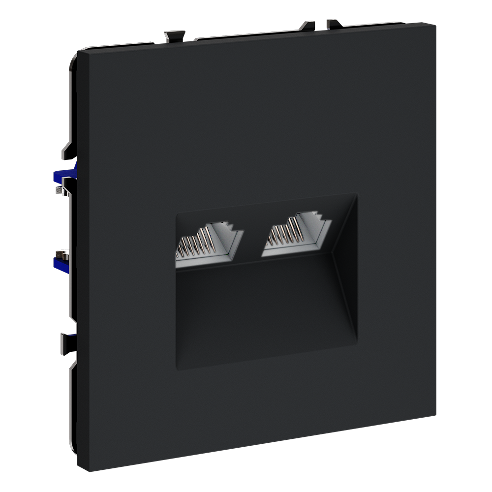 Розетка компьютерная встраиваемая VOLTUM S70 двойная RJ45+RJ45 кат.6, (графит)