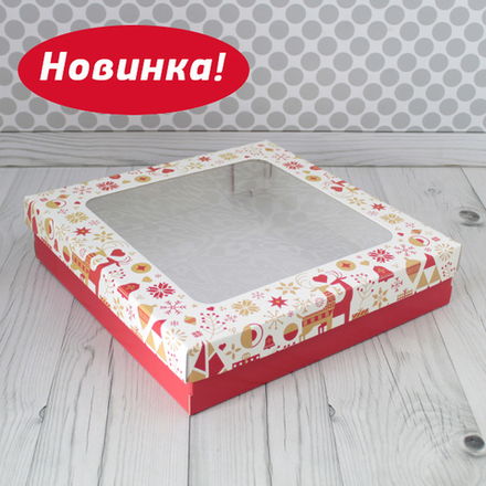 Коробка для кейтеринга / фуршета "Новогодняя" 37х37х8 см