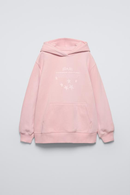 ZARA ХУДИ С НАДПИСЬЮ, РОЗОВЫЙ