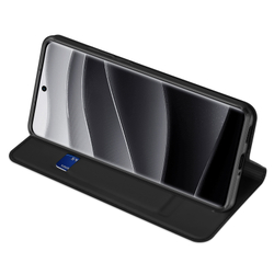 Чехол книжка из PU кожи черного цвета от Dux Ducis для Xiaomi Redmi Note 14 Pro+ 5G, серия Skin Pro Series Case