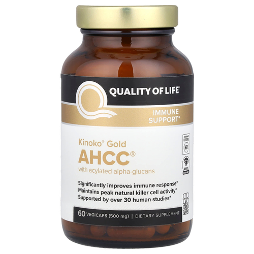 Quality of Life, Kinoko® Gold AHCC®, 500 мг, 60 растительных капсул