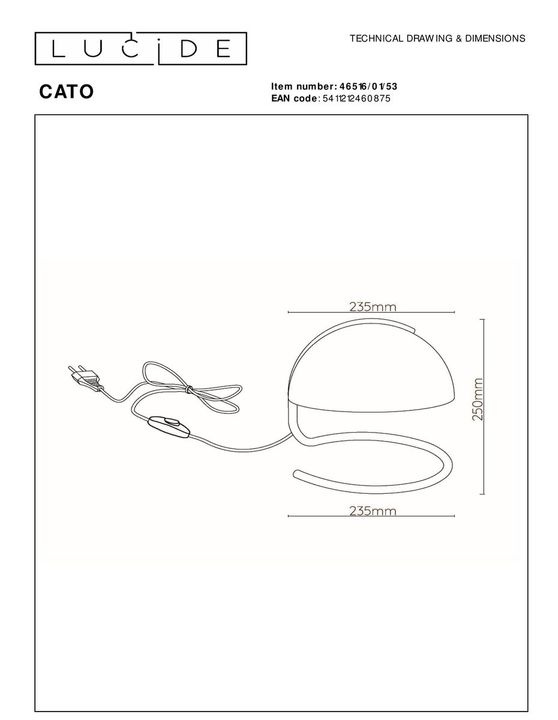 Настольная лампа Lucide Cato 46516/01/53