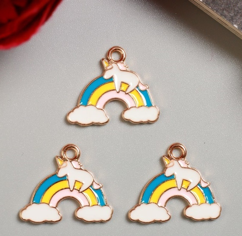 Подвеска  "Единорог на радуге" золото 1,7х2 см