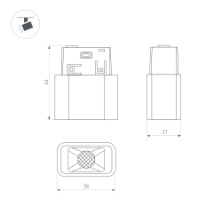 Светильник MAG-ORIENT-BABY-S36x21-2W Warm3000 (BK, 24 deg, 48V) (Arlight, IP20 Металл, 5 лет) 043291