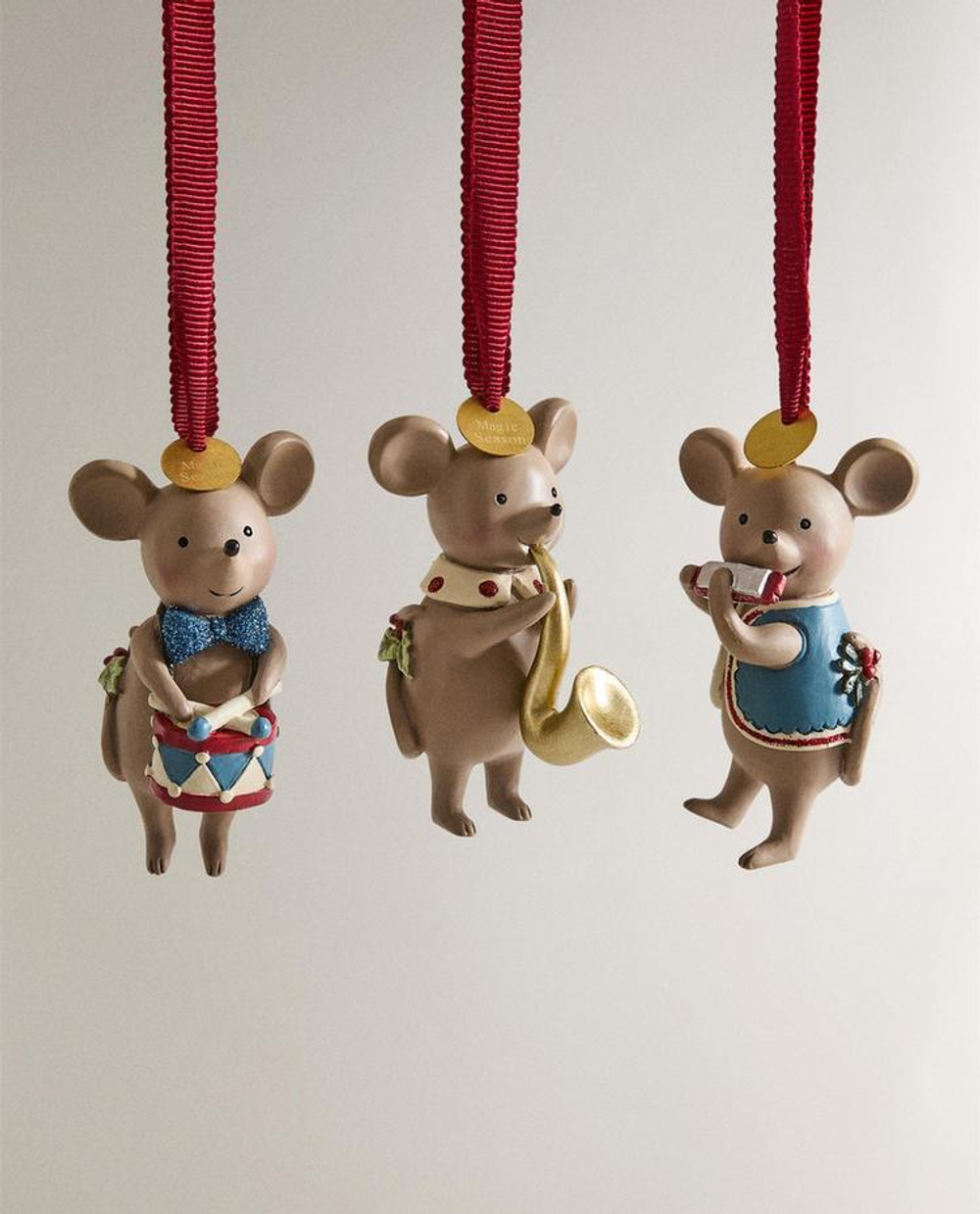 ZARA HOME НАБОР ЕЛОЧНЫХ УКРАШЕНИЙ «МУЗЫКАЛЬНЫЕ МЫШИ» (НАБОР ИЗ 3 ШТУК), РАЗНОЦВЕТНЫЙ