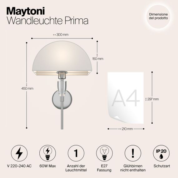 Настенный светильник Maytoni Prima Z034WL-01CH